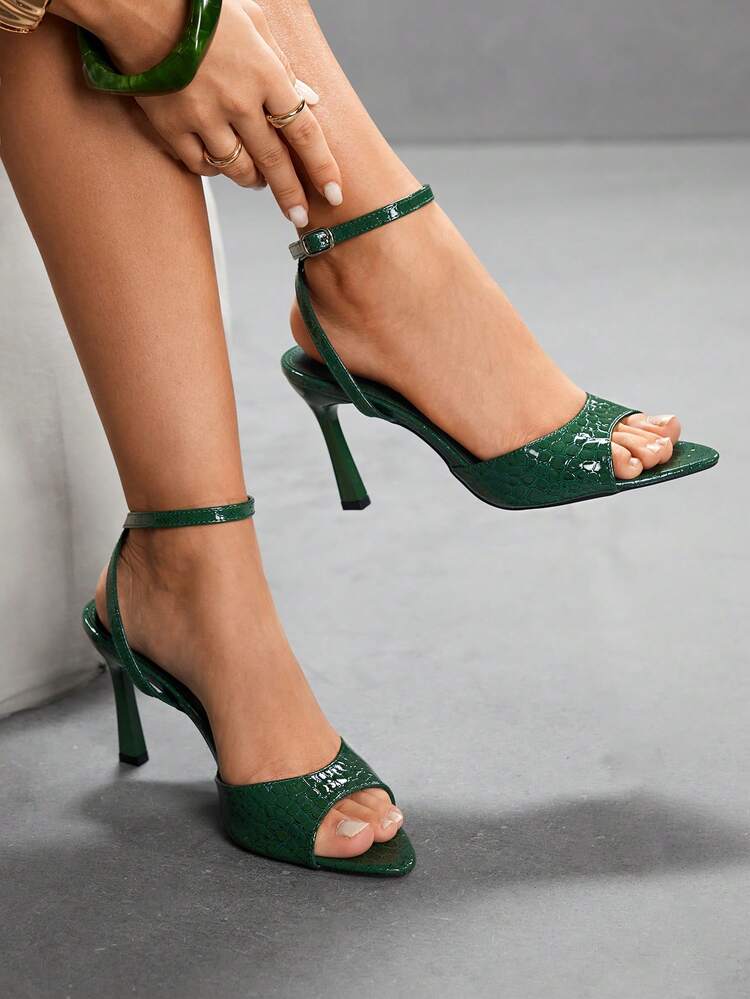 CUCCOO SZL Women's Fashion Adjustable Buckle High Heel Party Sandals For Christmas Spring Shoes Prom Heels