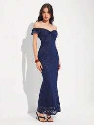 Roylia Women Elegant Lace Waisted Long Dress