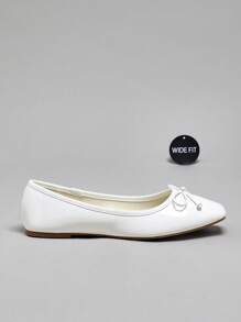 SHUZIA Women's Wide-Fit Slip-On Round Toe Minimalist Ballet Flats – Comfortable, Versatile & Classic Essential For Christmas - White - View 6