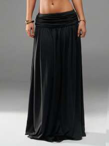 Avantive 夏季女士浪漫 90 年代商务休闲装 Y2k 俱乐部办公室复古风街头服饰春假单身派对演唱会黑色长裙 - 黑色 - 查看 5