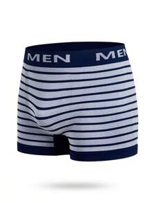 Men's Striped & Letter Print Fashion Boxer Briefs, Suitable For Daily Wear 6 Pcs, - Multicolor - View 6