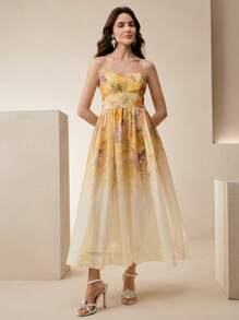 Anewsta 花卉印花优雅时尚夏季无袖连衣裙 - 彩色 - 查看 3