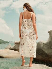 Anewsta Cubre-todo de verano para mujer de unicolor, con tirantes de espagueti, cuello redondo, sin mangas y con abertura