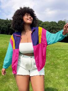 SHEIN EZwear Plus Size Casual Summer Jacket, Fashionable Winter Fall Autumn - Multicolor - View 3