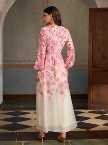 ZEYLAH 女士花卉印花优雅长袖连衣裙 - 彩色 - 查看 3