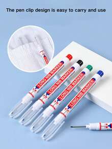 SHEIN 4 piezas Rotulador de punta larga con punta profunda de 2cm/0.78in para perforador de metal, resistente al agua, ideal para baño, carpintería y decoración