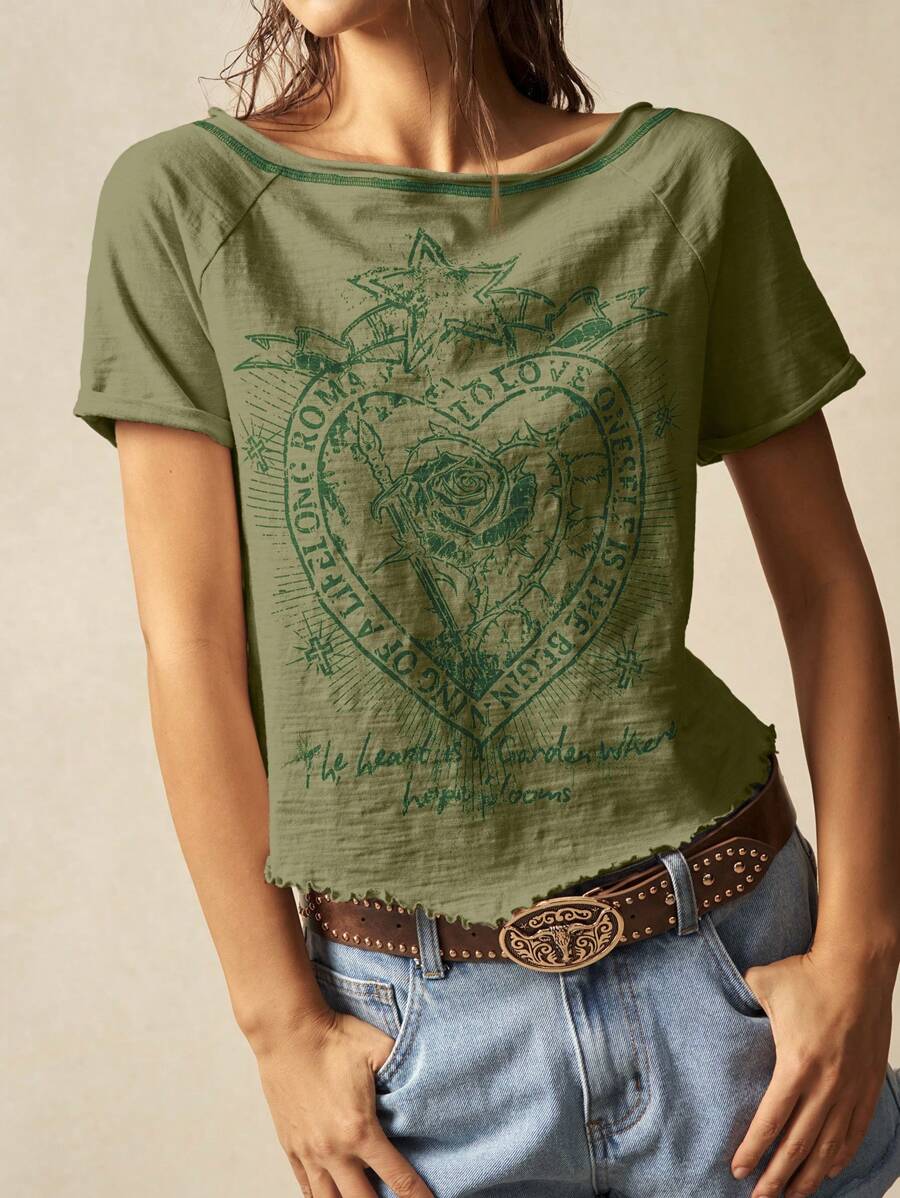 Bohemela 纯色针织船领短袖修身水洗女式T恤