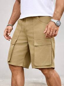 Manfinity Homme Men's Casual Loose Fit Cargo Pockets Denim Shorts - Yellow - View 1