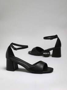 SHUZIA 女式粗跟可调节踝带高跟凉鞋