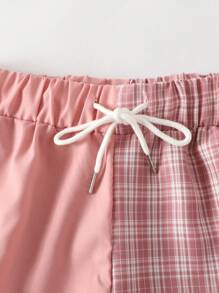 Manfinity Roghcode Men's Casual Checkered Print Button-Up Shirt & Drawstring Shorts Set - Multicolor - View 4