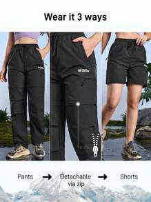 In My Nature Pantalones casuales y de senderismo rectos, de pierna suelta, con cintura de lazo, de color liso para mujer