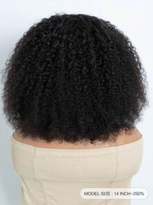 Density Pro 捲髮劉海假髮充分機器製造假髮250%密度自然黑色短假髮 - Natural Black - 查看 4