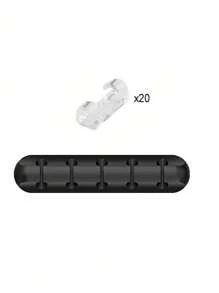 SHEIN 1pc/2pcs/3pcs/21pcs/22pcs Silicone Plug Socket, Black Self-Adhesive Data Cable Holder, Desktop Workspace Manager, Suitable For Offices, Schools, And Study Rooms
