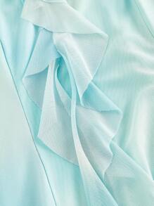 SHEIN MOD 女士纯色细肩带荷叶边连衣裙，度假装