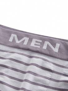 Men's Striped & Letter Print Fashion Boxer Briefs, Suitable For Daily Wear 6 Pcs, - Multicolor - View 4