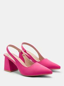 CUCCOO CURVES Women's Plus Size Fuchsia Classic Comfortable Pointed Toe High Heels, Pink - Hot Pink - View 2
