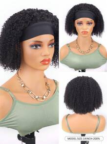 Density Pro 200% Density Kinky Curly Headband Bob Wigs Human Hair Curly Wig Machine Made Put On And Go Glueles Wigs For Daily Use
