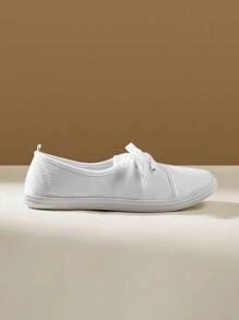 CUCCOO EASI New Style Low-Top Canvas Shoes, Students Flat Casual Women's Slip-On Cloth Shoes, Fashion White Sneakers Back To School