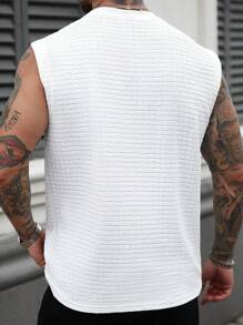 Manfinity Homme Camiseta de tirantes casual de punto de gofre con cuello redondo para hombre, para verano