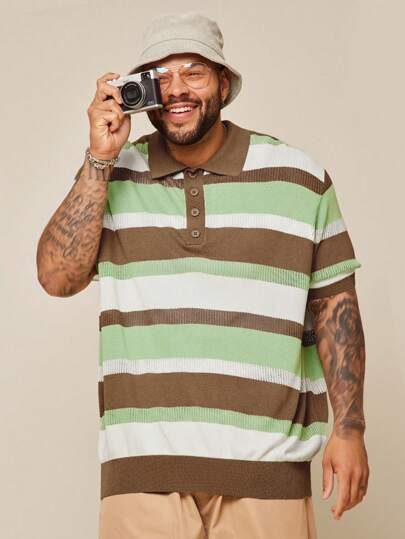 EASEVO 大码男士多色条纹针织毛衣，适合秋冬学校穿着