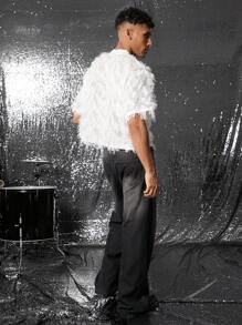 FeverCity Men's Simple Round Neck Short Sleeve White T-Shirt, Fashion