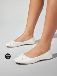 SHUZIA Women's Wide-Fit Slip-On Round Toe Minimalist Ballet Flats – Comfortable, Versatile & Classic Essential For Christmas - White - View 5