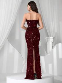 Coutiva Váy dạ hội trang trọng dành cho nữ (Thiết kế chắc chắn) - Màu Đỏ Sâu - Xem 2