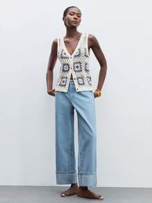 Maija 女士秋季休闲低腰阔腿牛仔裤，适合城市通勤、商务、休闲装、办公室、派对 - 淺色水洗藍 - 查看 2