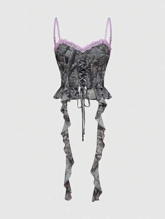 Vintage romantisches Trägertop für Damen mit gerüschter Tarnung