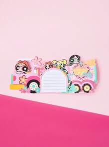 THE POWERPUFF GIRLS X SHEIN Tarjeta de felicitación con diseño de flores, burbujas y Buttercup en un camión rosa con movimiento - Rosa - Ver 5