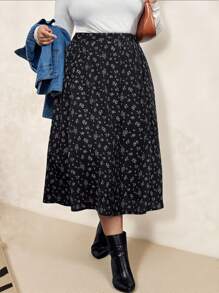 Chikora Falda de talle alto floral