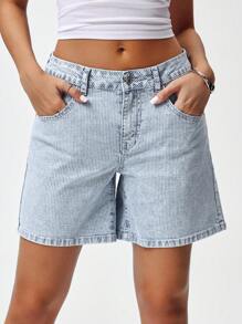 Jeanoix 女式复古做旧休闲时尚蓝色牛仔短裤