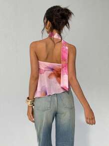 Aloruh Women's Leopard Print Backless Sexy Y2K Music Festival Crop Top,Graduation,Back To School - Multicolor - View 2
