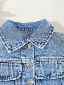 SHEIN Young Girl Versatile Comfortable Casual Vacation Fashionable Washed Soft Non-Stretch Denim Sleeveless Vest, Lightweight For Summer - Medium Wash - View 4