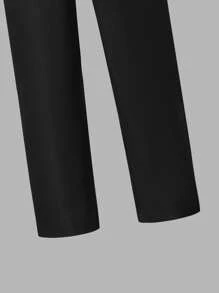 SHEIN Set da 2 pezzi per ragazzo adolescente, look da gentiluomo: gilet slim fit nero doppiopetto + pantaloni eleganti, abito formale per compleanno, matrimonio, laurea, festa, spettacolo