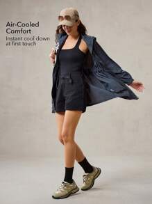 OutZeal Veste de protection solaire légère et rafraîchissante avec capuche, protection UPF50+ pour femmes, avec cordon de serrage à la taille