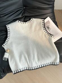 Firerie Plus Size Sleeveless Casual French Style Buttoned Floral Jacquard Pattern Loose Fit Vest/Waistcoat, Elegant School Style For Summer New Arrivals, Suitable For Beach/Holiday Wear/Shein Prive Women's Clothing