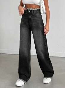 EURMUSE HIGH WAIST STRAIGHT VINTAGE BLUE JEAN - Light Grey - View 5