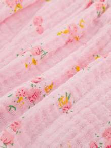 Baby Girls' 2-5T Pink Cute Floral Print Shorts, Comfortable Triangle Leggings, Summer - Pink - View 4