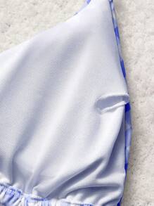 SHEIN MOD Conjunto de bikini de cuello de halter con escote en V a cuadros para playa de verano