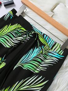 SHEIN LUNE 大码宽松休闲多功能裤 - 綠色 - 查看 4