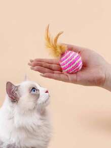 1pc/2pcs/4pcs/8pcs/10pcs Cat Toy Colored Ball Design, Cat Scratch Board, Cat Scratch Training Interactive Toy, Interesting Toy, Feather Toy, Random Color - Multicolor - View 6