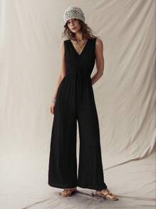 Wildy Bộ đồ liền thân Bohemian cổ chữ V màu nâu theo phong cách nghỉ dưỡng miền Tây nước Mỹ - màu đen - Xem 5