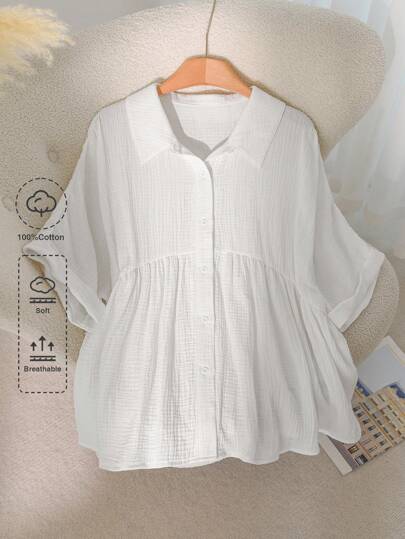 CosyJoli 大码休闲娃娃衬衫开衫，带蝙蝠袖