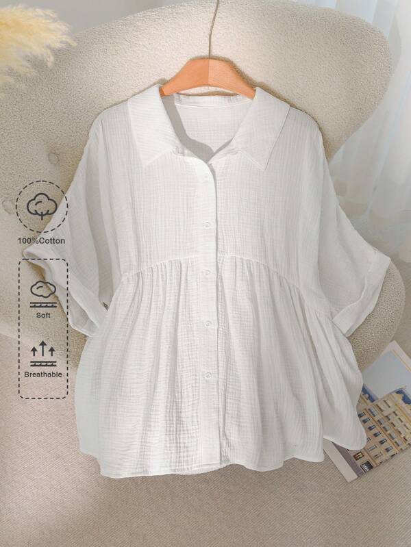 CosyJoli Plus Size Casual Doll Shirt Cardigan z rękawami typu nietoperz