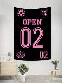 ROMWE Grunge Punk 1 tapiserie de perete suspendată cu model de numere din Jersey negru, potrivită pentru sufragerie și dormitor