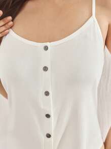 Ocili Leisure Plus Size Comfortable Ribbed Simple Open-Front Shell Button Strap Pajama Top