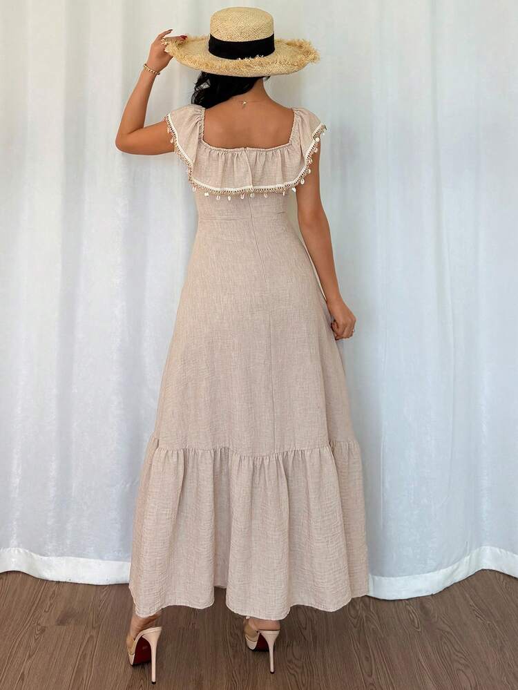 New Summer Linen Party Beach Dress For Women,Casual Women Dresses Maxi Dress
