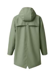 Rains Giacca antipioggia da esterno semplice con cappuccio a coulisse di colore unito - Verde - Visualizzare 2