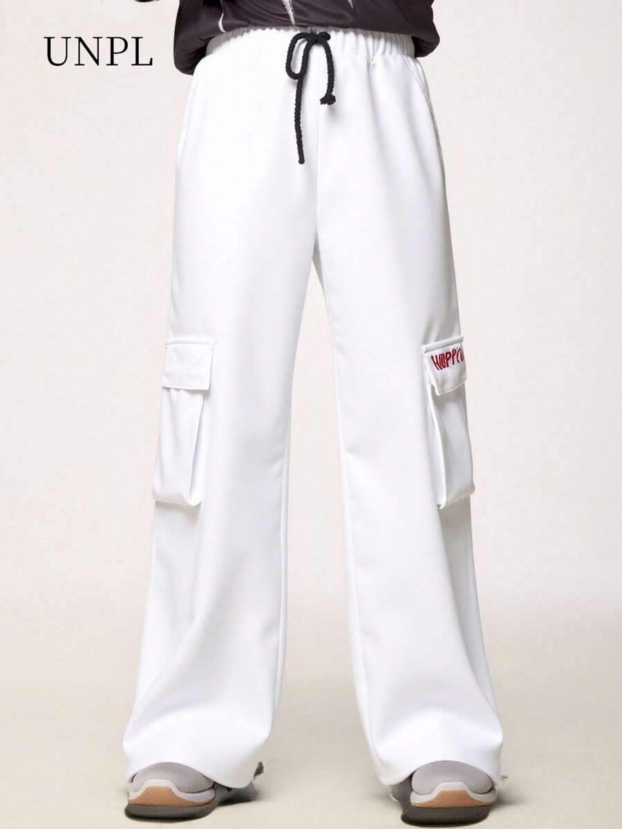 SHEIN Boys' Hip Hop Streetwear Cargo Pants, New Arrival - White - View 1